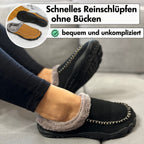 Hausschuh beim Reinschlüpfen ohne Bücken