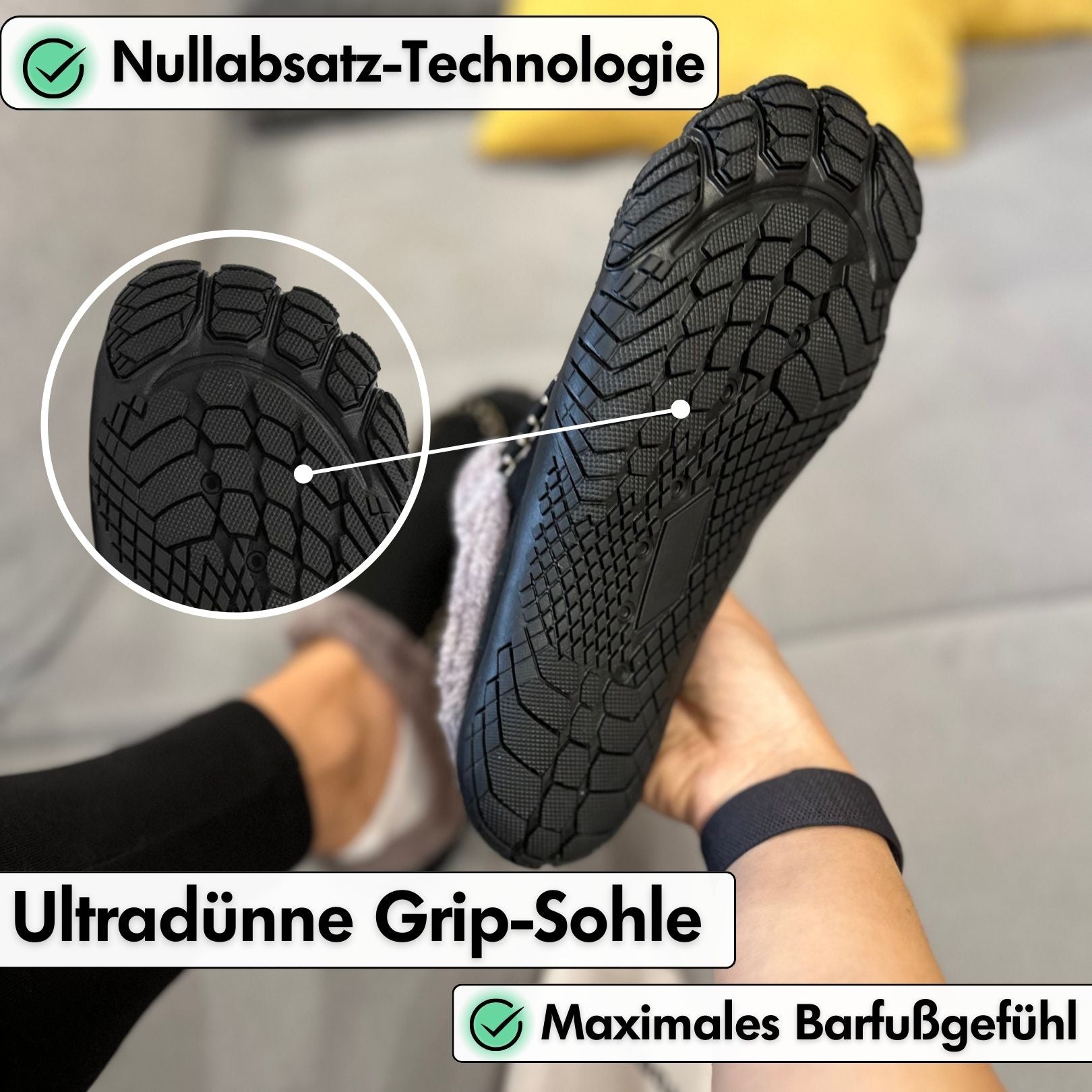 Detailansicht der rutschfesten Sohle