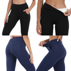 Taschen und Fleecefutter der Thermo-Leggings in Schwarz und Marineblau