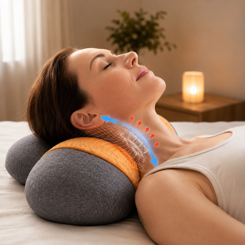 Schritt 2: Legen Sie sich entspannt auf das komfortable OrthoFisio 3 in 1 Nackenmassagegerät.