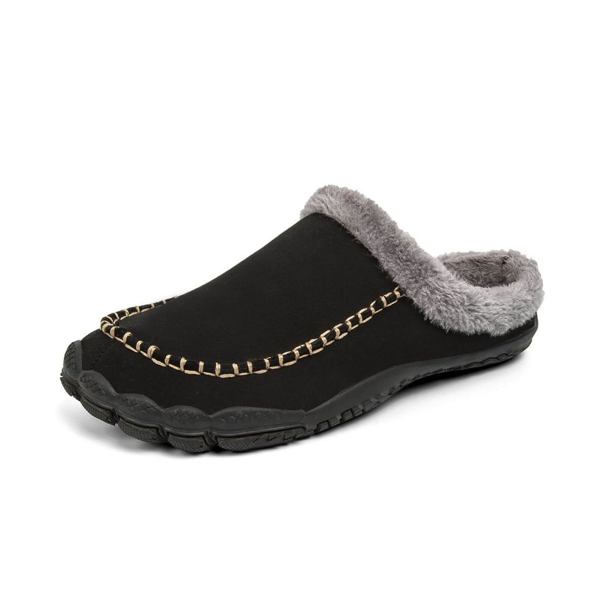 Hausschuh in Schwarz mit Fleece-Futter
