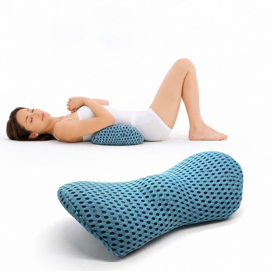 Lendenstützkissen aus Memory Foam in Blau, Schmetterlingsform mit gewölbter Mitte